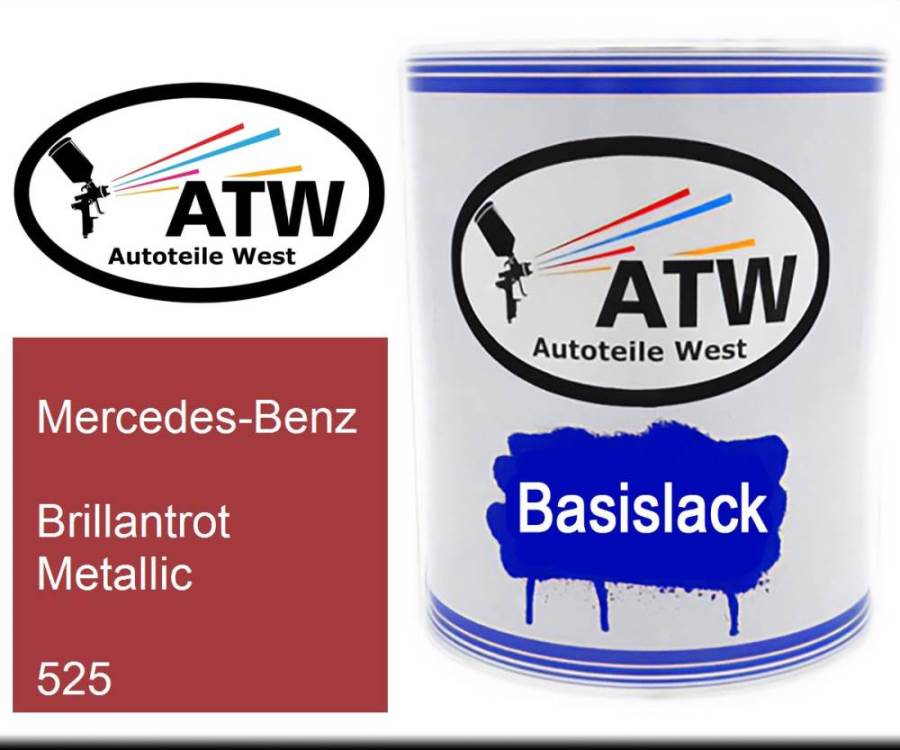 Mercedes-Benz, Brillantrot Metallic, 525: 1L Lackdose, von ATW Autoteile West.